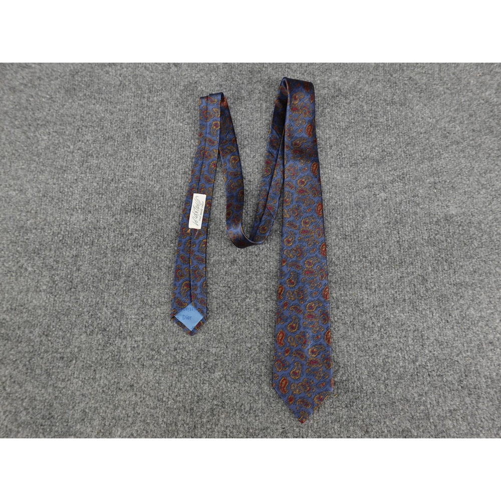 Christian Dior Necktie Mens OS‎ Blue Good Vintage Silk Paisley Lord & Taylor Tie